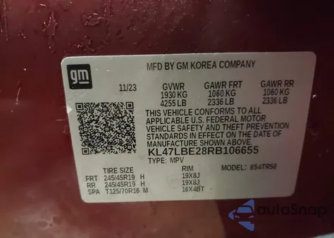 2024 Buick Envista Sport Touring Fwd z USA, uszkodzony, nr VIN KL47LBE28RB106655